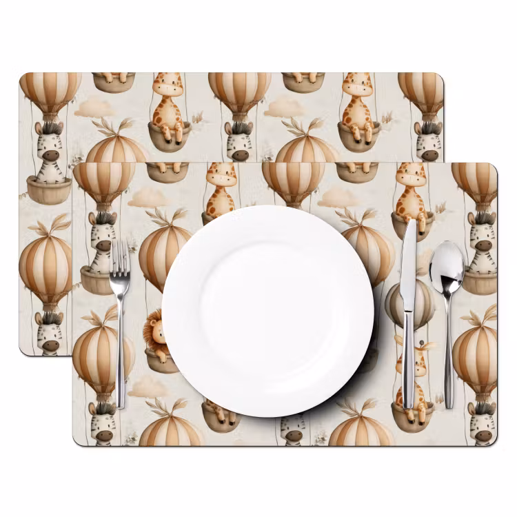 Safari - Luchtballonen - Taupe Placemat vinyl groot 368 -zzsfeer2_Kitchenyeah-website