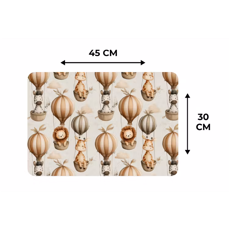 Safari - Luchtballonen - Taupe Placemat vinyl groot 368 -specs