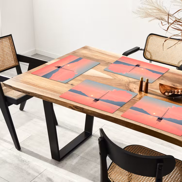 Zeilboot - Roze zee - Zonsondergang - Bergen Placemat vinyl groot -zzsfeer4_Kitchenyeah-website