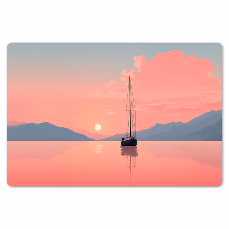 Zeilboot - Roze zee - Zonsondergang - Bergen Placemat vinyl groot -zzsfeer1_Kitchenyeah-website