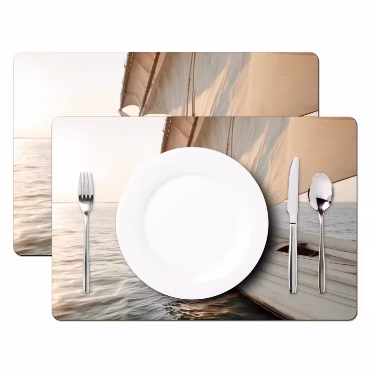 Zeilboot - Zee - Beige - Zon Placemat vinyl groot -zzsfeer2_Kitchenyeah-website