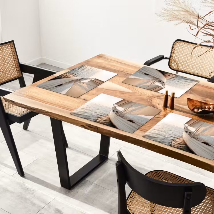 Zeilboot - Zee - Beige - Zon Placemat vinyl groot -zzsfeer4_Kitchenyeah-website