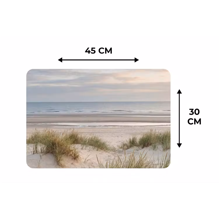 Zandstrand - Bewolkt - Duinen Placemat vinyl groot -specs