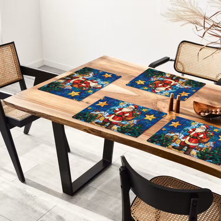 Kerstman - Glas - Kleurrijk Placemat vinyl groot -zzsfeer4_Kitchenyeah-website