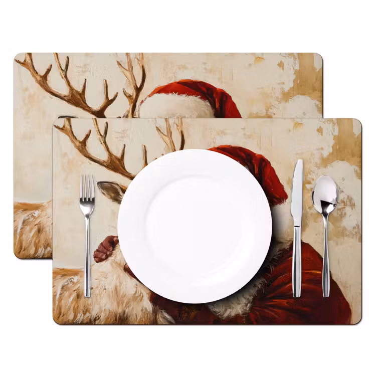 Kerstman - Rendier - Kerst - Christmas Placemat vinyl groot -zzsfeer2_Kitchenyeah-website