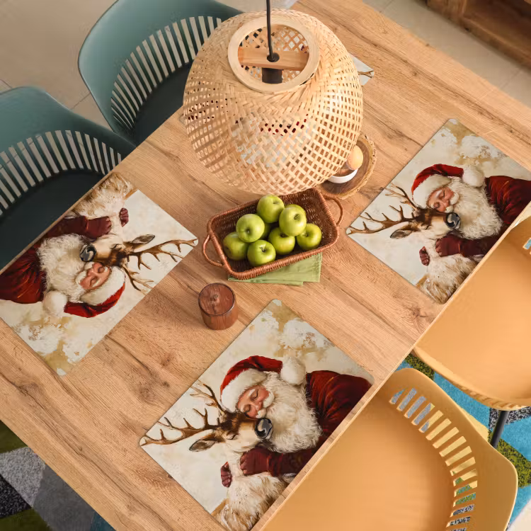 Kerstman - Rendier - Kerst - Christmas Placemat vinyl groot -zzsfeer5_Kitchenyeah-website