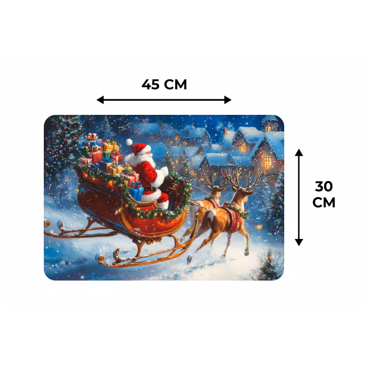 Kerstman - Rendier - Kerst - Sneeuw Placemat vinyl groot -specs