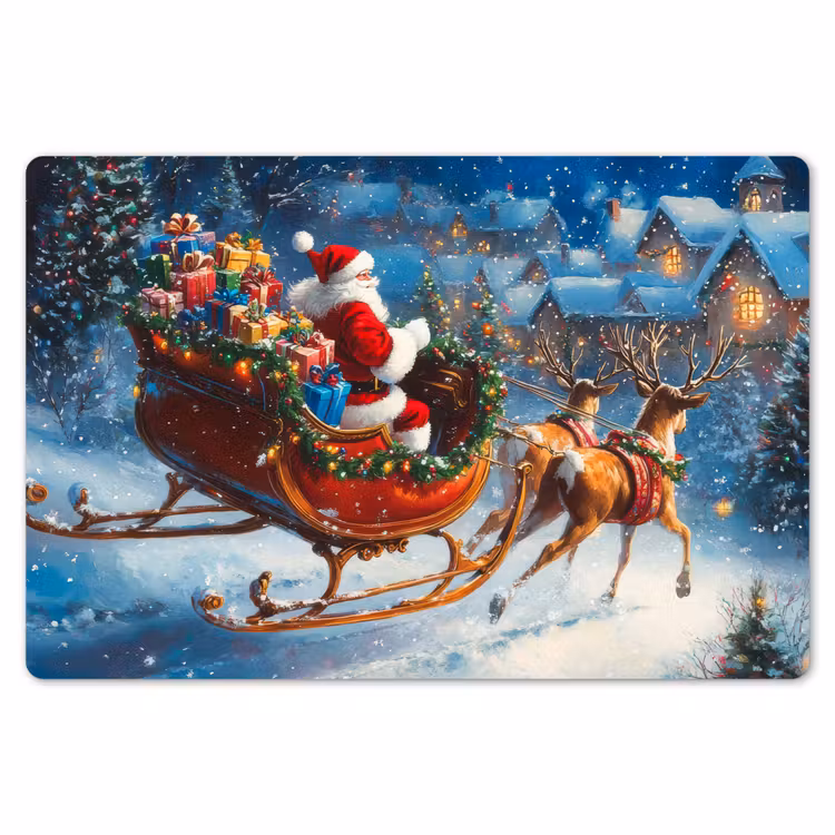 Kerstman - Rendier - Kerst - Sneeuw Placemat vinyl groot -zzsfeer1_Kitchenyeah-website
