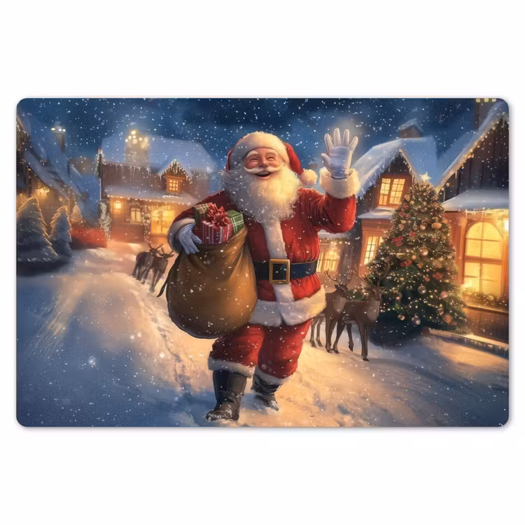 Kerstman - Dorp - Hert - Donker Placemat vinyl groot -zzsfeer1_Kitchenyeah-website