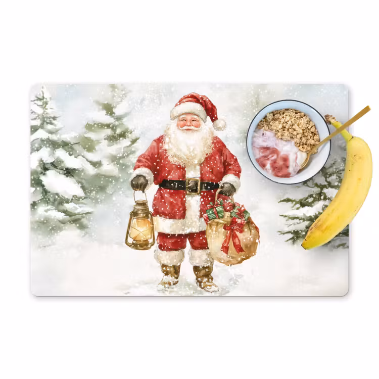 Kerstman- Winter - Sneeuw - Wit - Rood Placemat vinyl groot -zzzproduct_Kitchenyeah-website