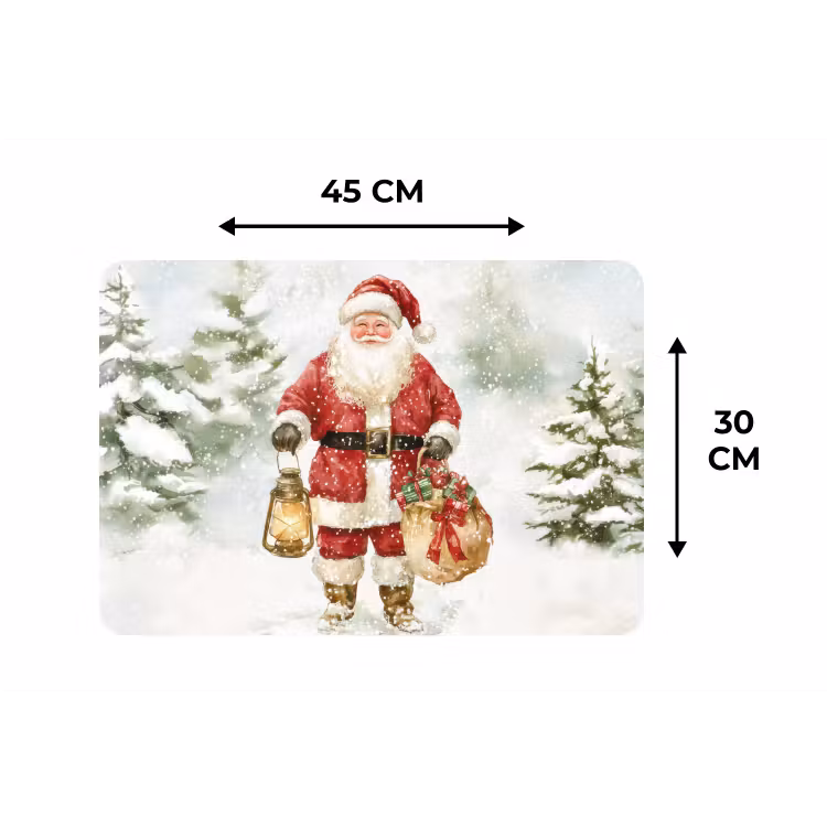 Kerstman- Winter - Sneeuw - Wit - Rood Placemat vinyl groot -specs