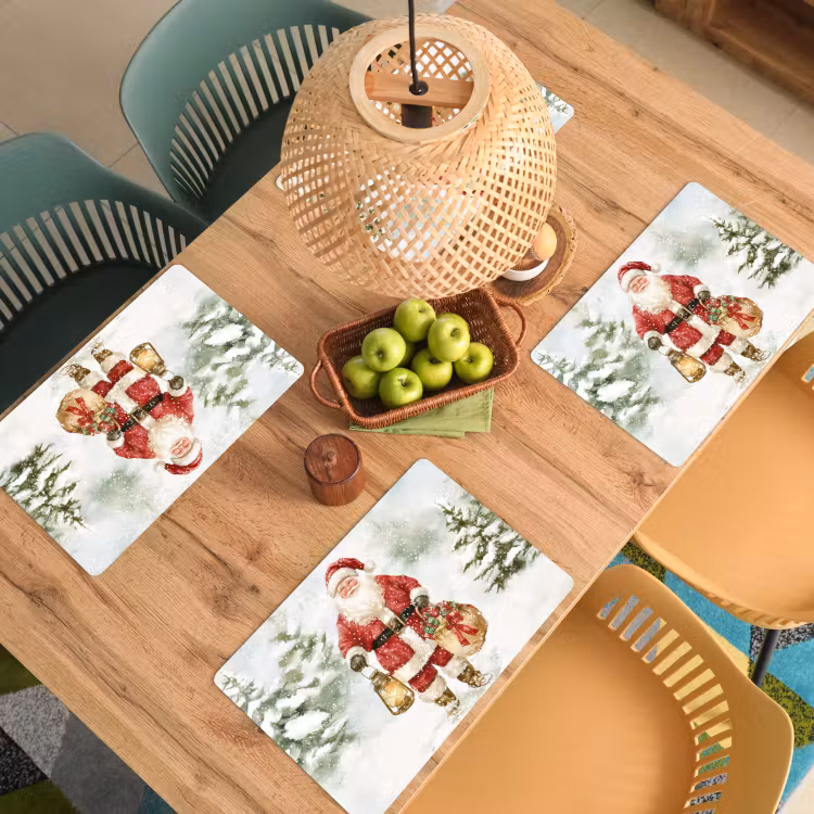 Kerstman- Winter - Sneeuw - Wit - Rood Placemat vinyl groot -zzsfeer5_Kitchenyeah-website
