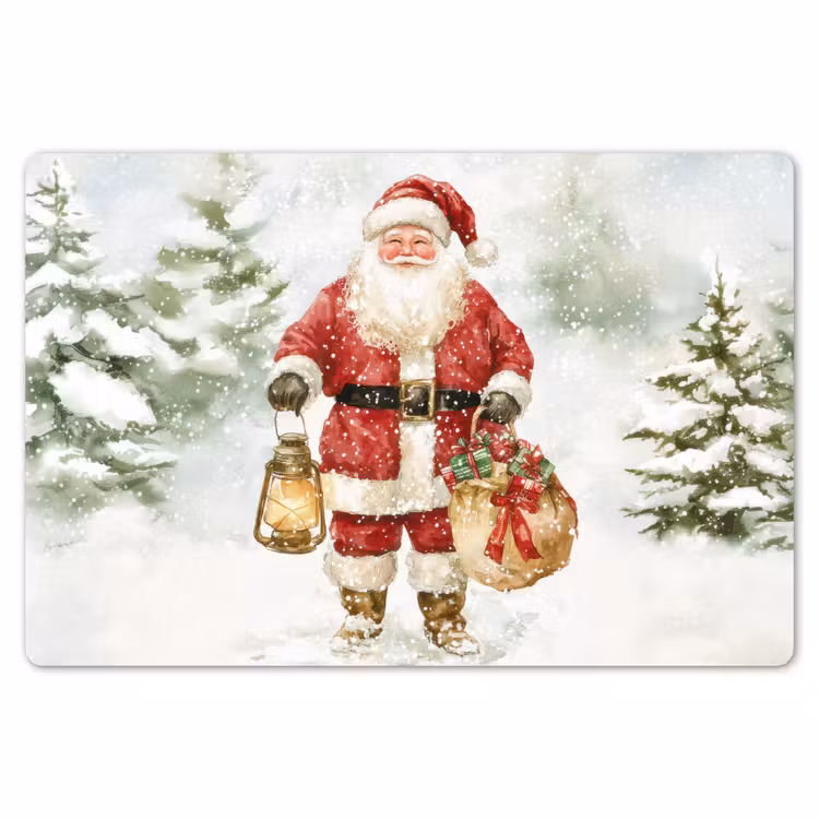 Kerstman- Winter - Sneeuw - Wit - Rood Placemat vinyl groot -zzsfeer1_Kitchenyeah-website