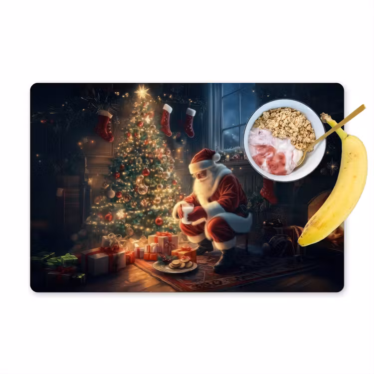 Kerstman - Haard - Donker Placemat vinyl groot -zzzproduct_Kitchenyeah-website
