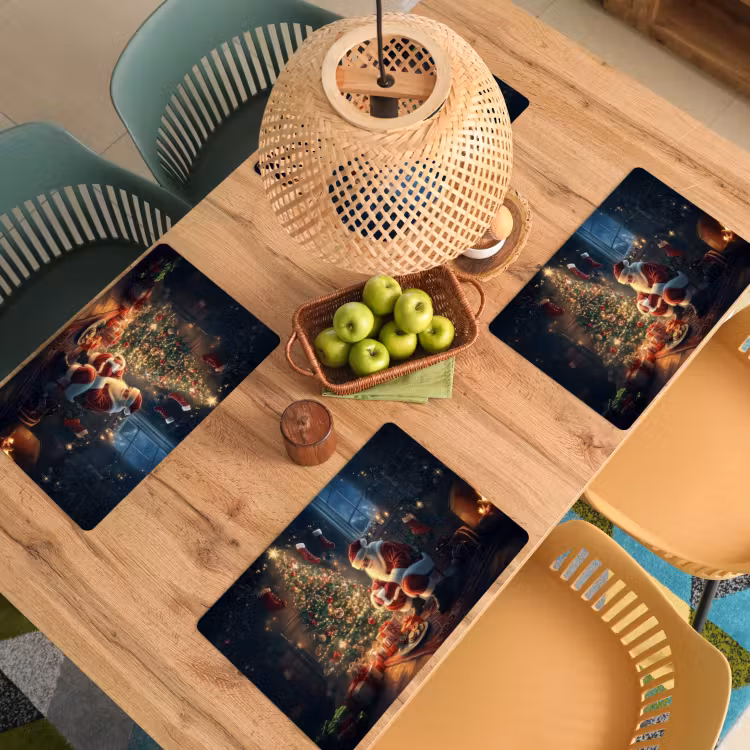 Kerstman - Haard - Donker Placemat vinyl groot -zzsfeer5_Kitchenyeah-website