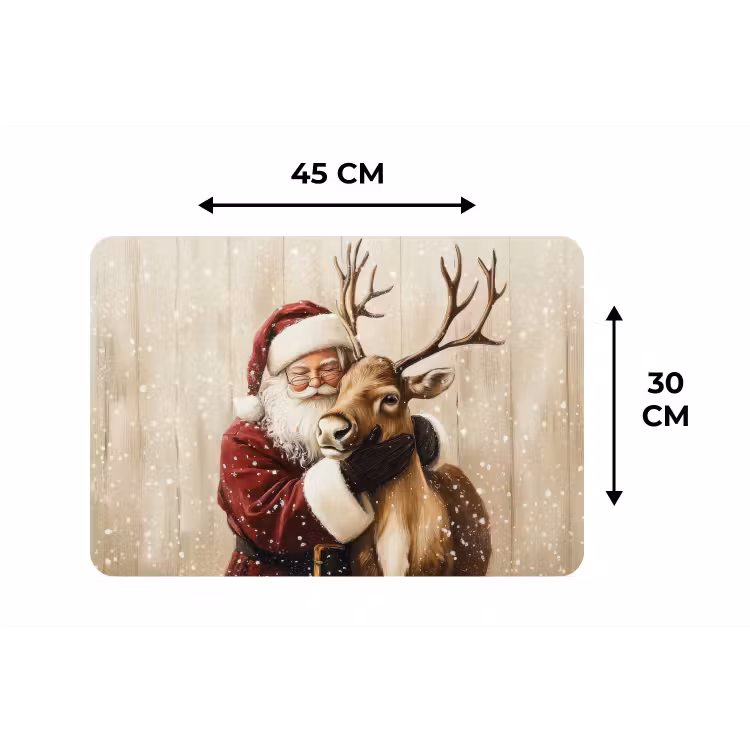 Kerstman - Rendier - Sneeuw - Kleurrijk Placemat vinyl groot -specs