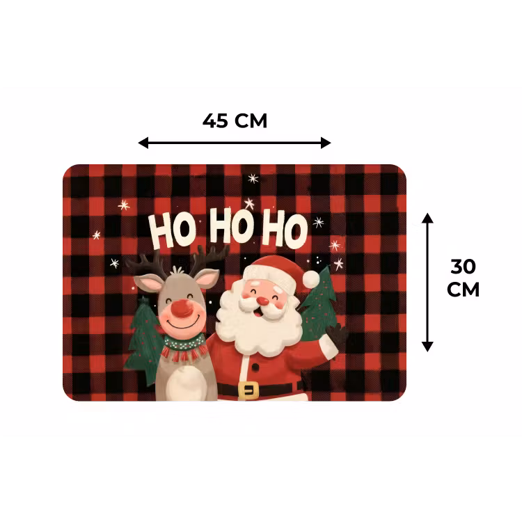 Kerstman - Rendier - Tekst - Rood - Zwart Placemat vinyl groot -specs