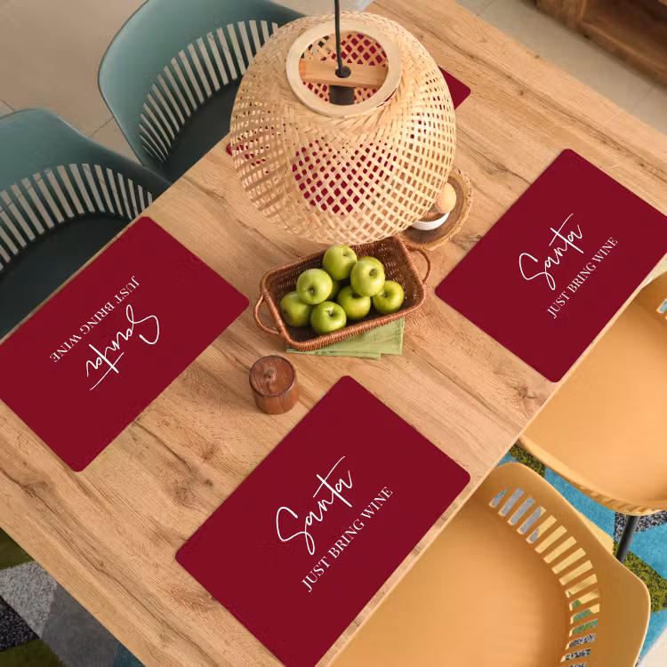 Santa - Wine - Rood - Kerst - Kerstman Placemat vinyl groot -zzsfeer5_Kitchenyeah-website