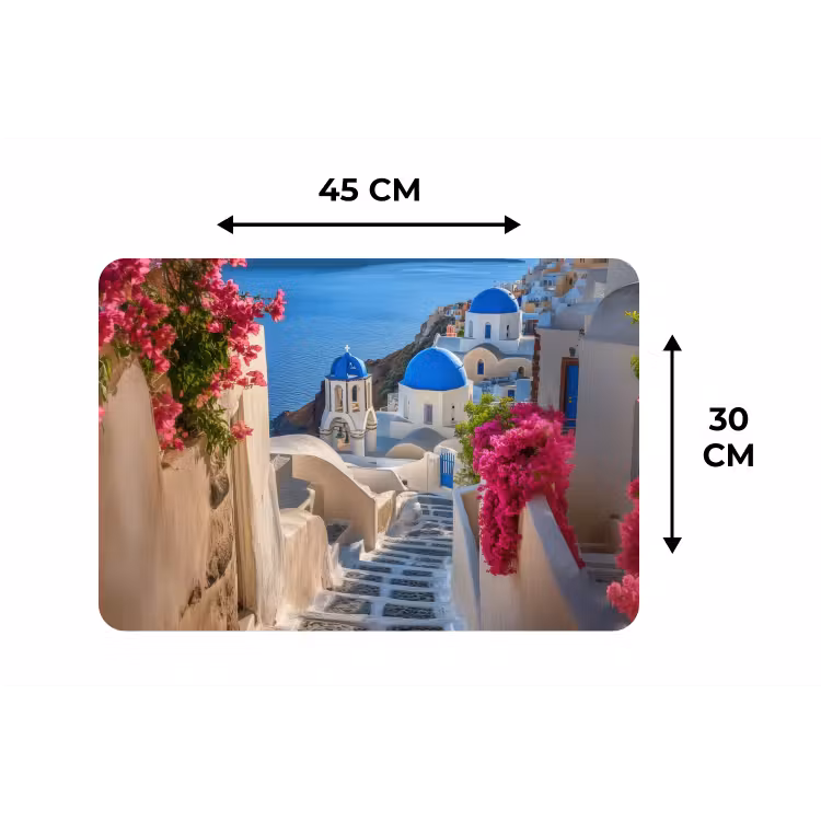 Santorini - Bloemen - Griekenland Placemat vinyl groot -specs