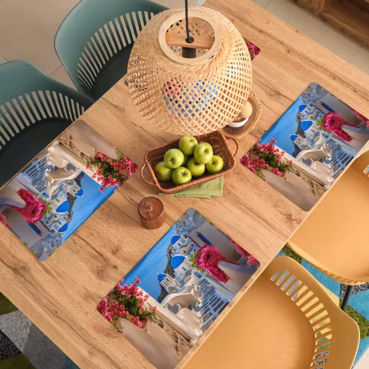 Santorini - Bloemen - Griekenland Placemat vinyl groot -zzsfeer5_Kitchenyeah-website