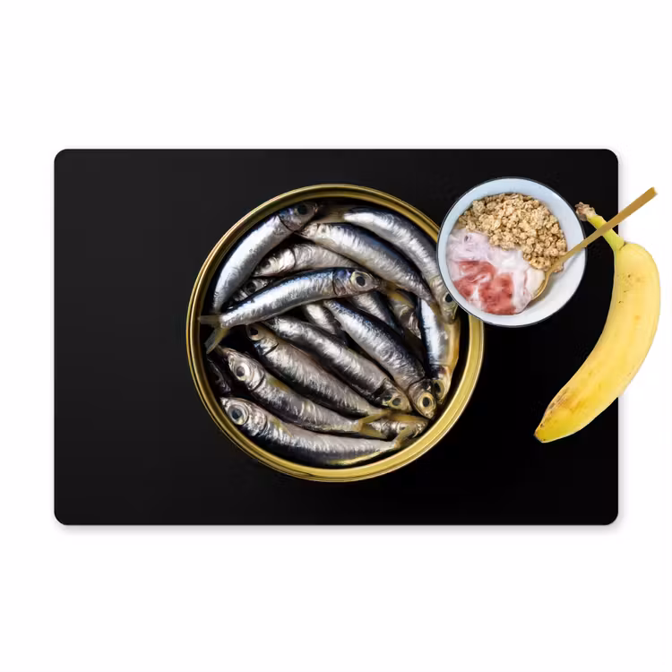 Sardines - Vissen - Rond - Zwart Placemat vinyl groot -zzzproduct_Kitchenyeah-website