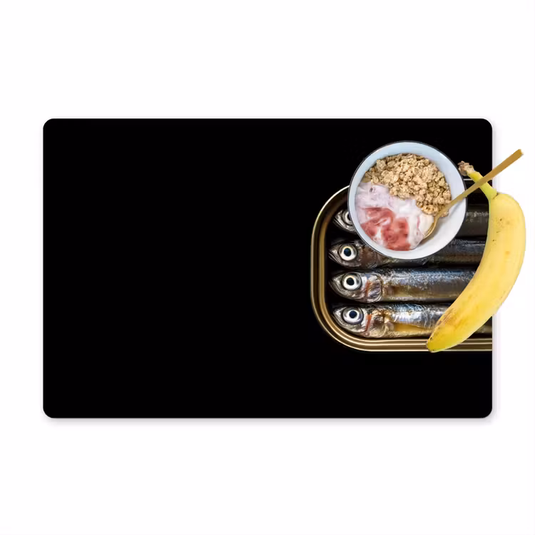 Sardines - Blik - Zwart - Vissen Placemat vinyl groot -zzzproduct_Kitchenyeah-website