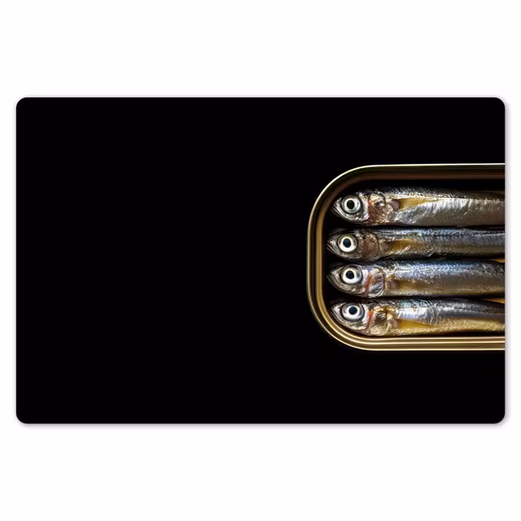 Sardines - Blik - Zwart - Vissen Placemat vinyl groot -zzsfeer1_Kitchenyeah-website
