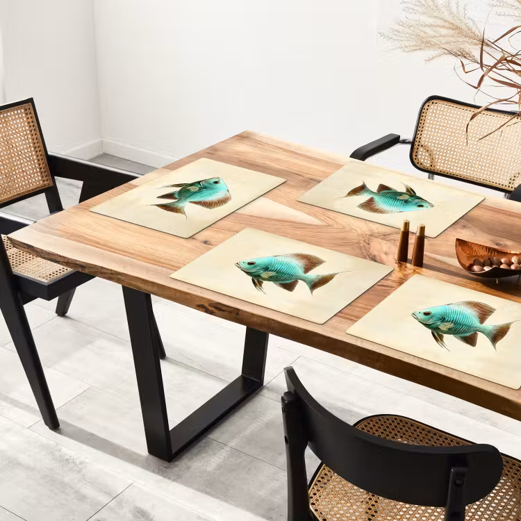 Schubben - Vis - Mint - Minimalistisch Placemat vinyl groot -zzsfeer4_Kitchenyeah-website