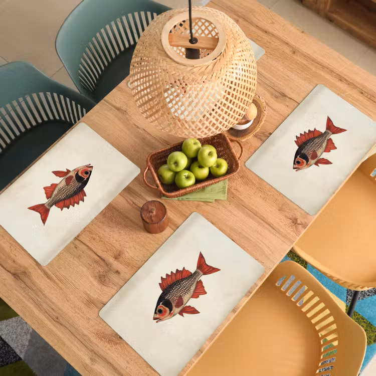 Schubben - Rood - Vis - Vinnen Placemat vinyl groot -zzsfeer5_Kitchenyeah-website