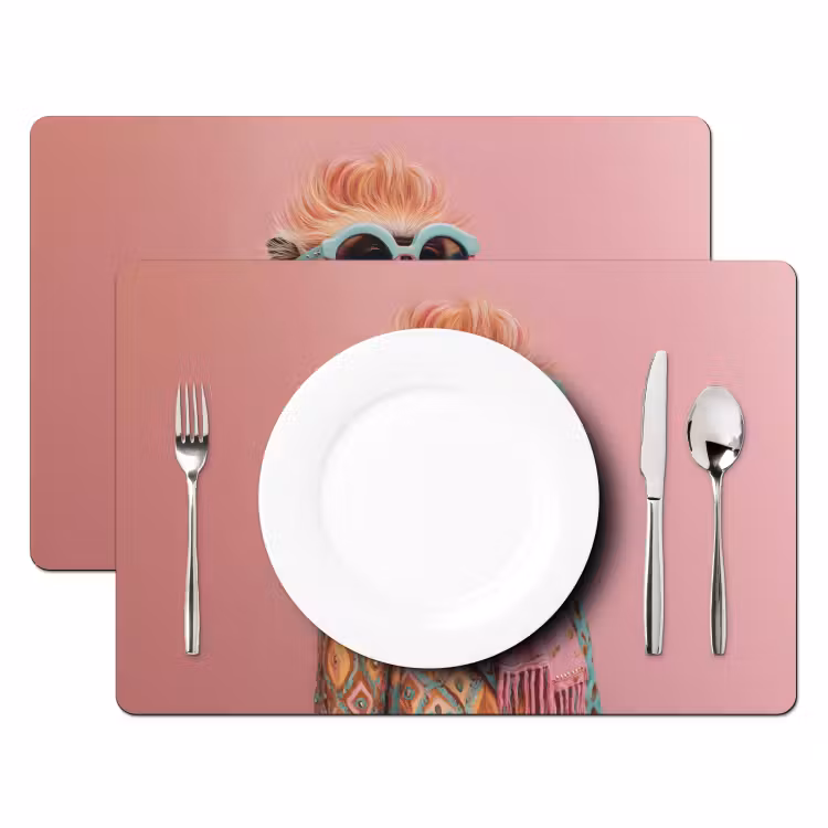 Sjaal - Aap - Zonnebril - Jasje Placemat vinyl groot -zzsfeer2_Kitchenyeah-website