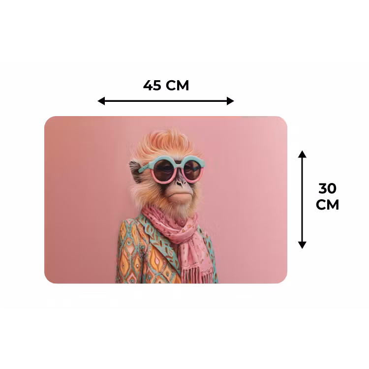 Sjaal - Aap - Zonnebril - Jasje Placemat vinyl groot -specs