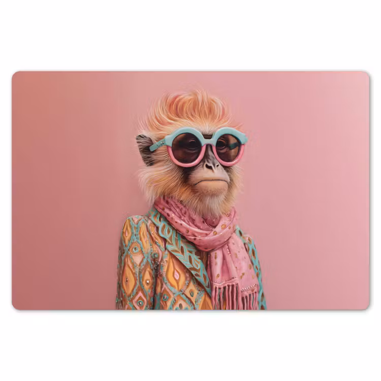 Sjaal - Aap - Zonnebril - Jasje Placemat vinyl groot -zzsfeer1_Kitchenyeah-website