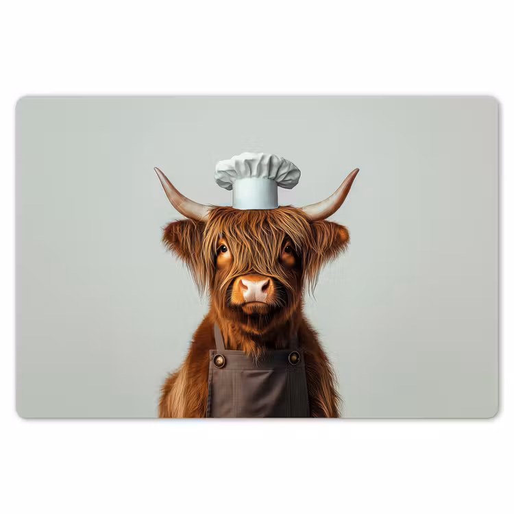 Schotse Hooglander - Bruin - Hoorns - Kokskleding Placemat vinyl groot -zzsfeer1_Kitchenyeah-website