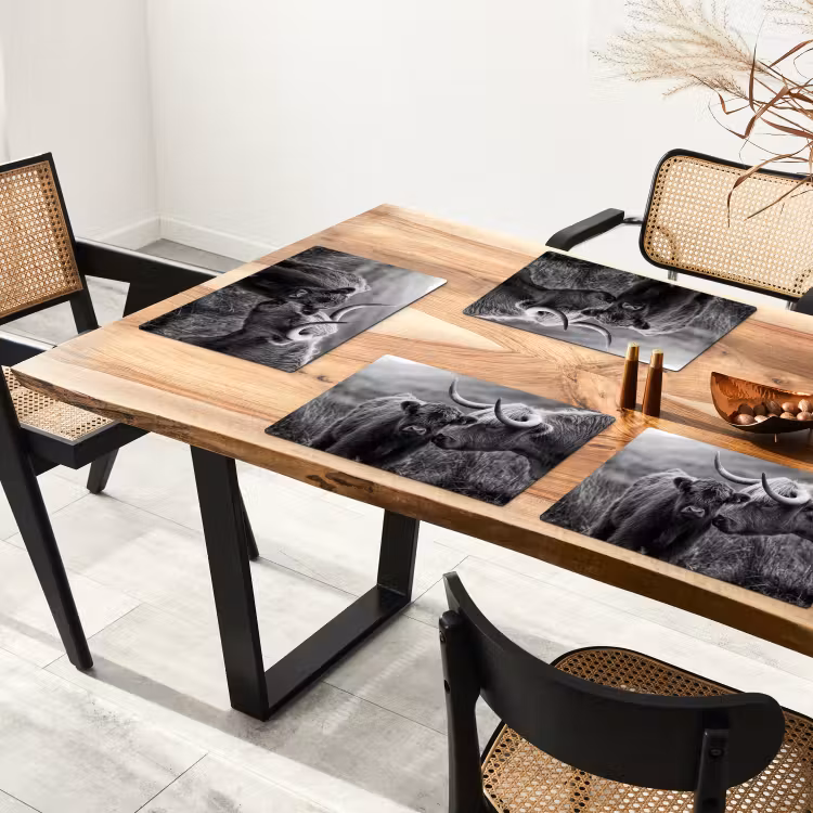 Schotse hooglander - Kalf - Zwart - Wit Placemat vinyl groot -zzsfeer4_Kitchenyeah-website