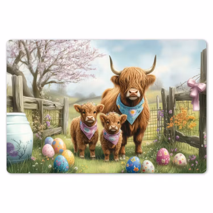 Schotsehooglanders - Paaseieren - Lente Placemat vinyl groot -zzsfeer1_Kitchenyeah-website