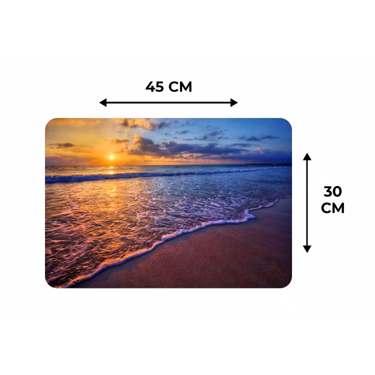 Zee - Strand - Zonsondergang - Wolken - Horizon Placemat vinyl groot -specs
