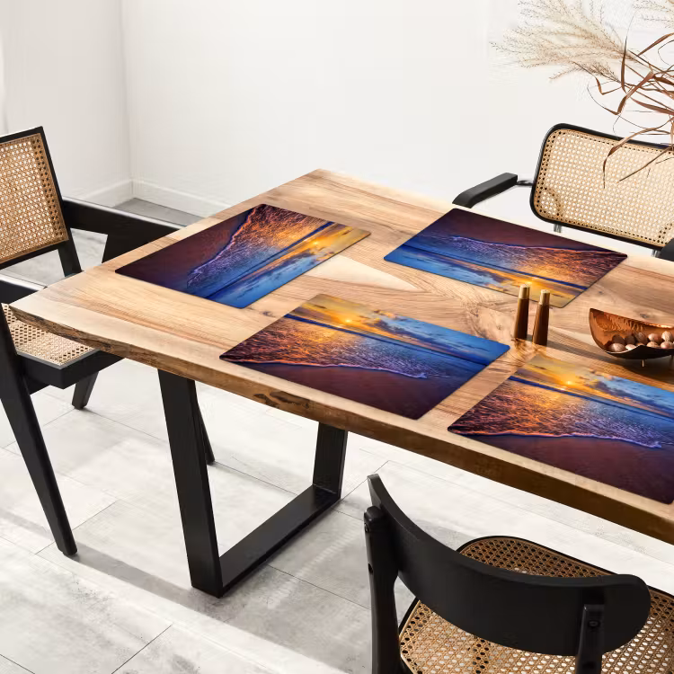 Zee - Strand - Zonsondergang - Wolken - Horizon Placemat vinyl groot -zzsfeer4_Kitchenyeah-website
