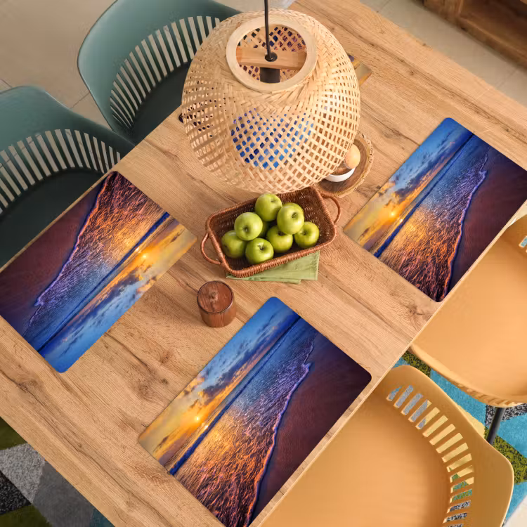 Zee - Strand - Zonsondergang - Wolken - Horizon Placemat vinyl groot -zzsfeer5_Kitchenyeah-website