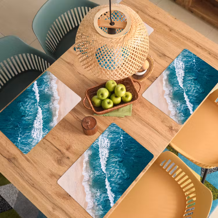 Zee - Strand - Golven - Natuur - Blauw Placemat vinyl groot -zzsfeer5_Kitchenyeah-website