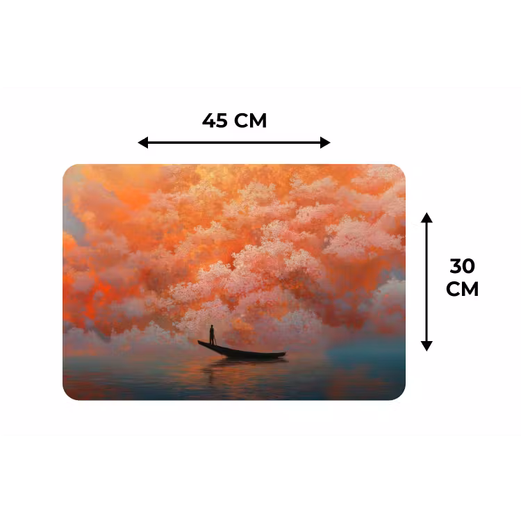 Zee - Boot - Wolken - Oranje Placemat vinyl groot -specs