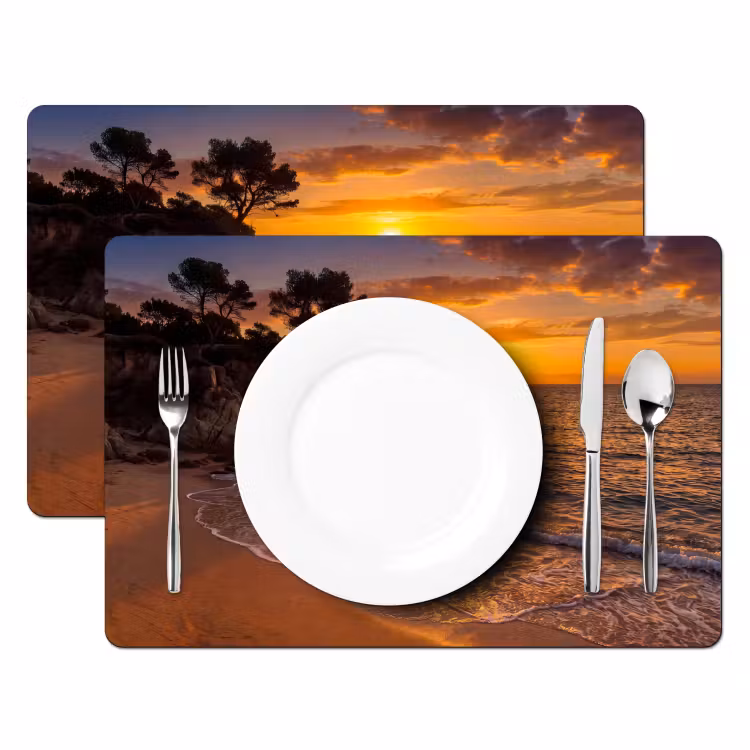 Zee - Kust - Zonsondergang - Natuur - Oranje Placemat vinyl groot -zzsfeer2_Kitchenyeah-website