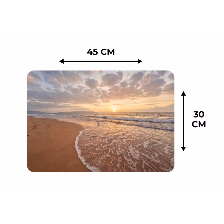 Zee - Kustlijn - Wolken - Landschap - Oranje Placemat vinyl groot -specs