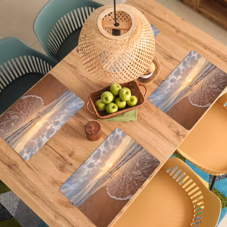 Zee - Kustlijn - Wolken - Landschap - Oranje Placemat vinyl groot -zzsfeer5_Kitchenyeah-website