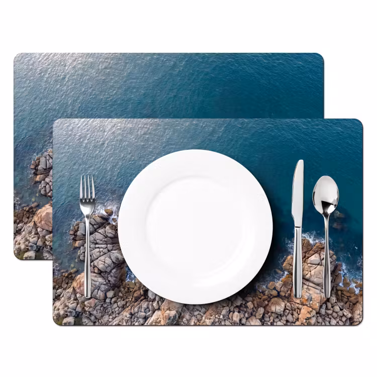 Zee - Kustlijn - Natuur - Abstract - Blauw Placemat vinyl groot -zzsfeer2_Kitchenyeah-website