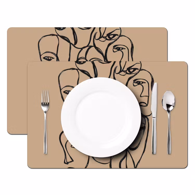 Gezichtenzee - Lijntekening - Abstract Placemat vinyl groot -zzsfeer2_Kitchenyeah-website