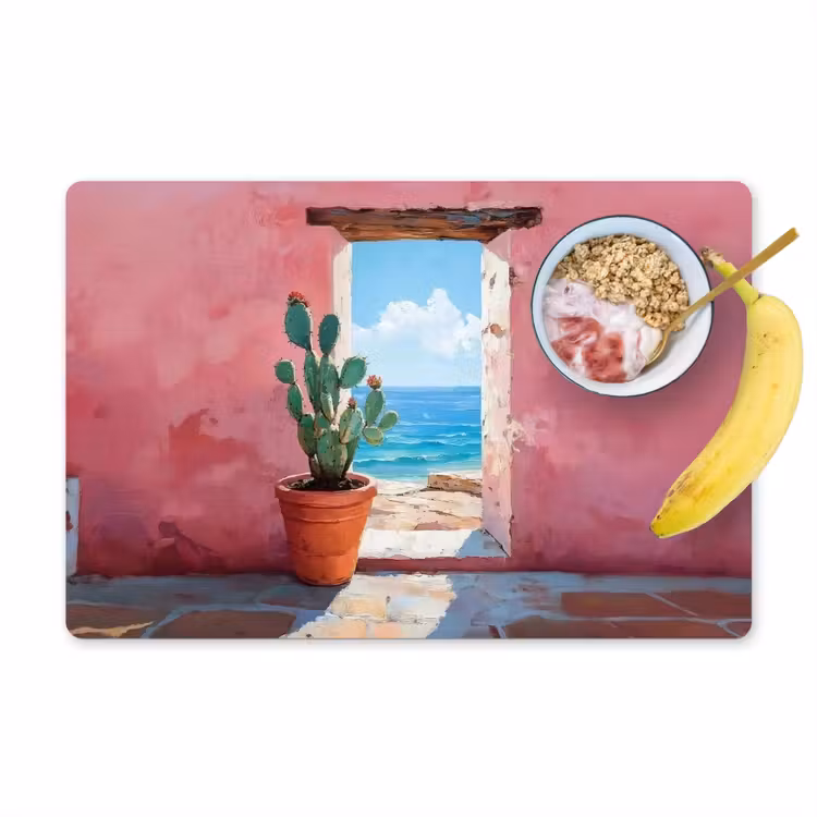 Zee - Roze - Cactus Placemat vinyl groot -zzzproduct_Kitchenyeah-website
