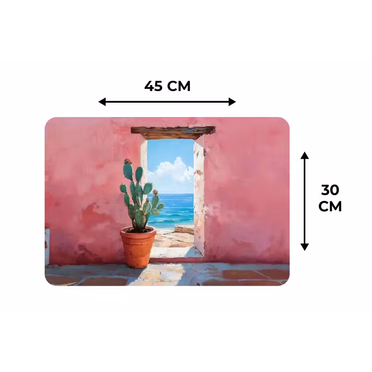 Zee - Roze - Cactus Placemat vinyl groot -specs