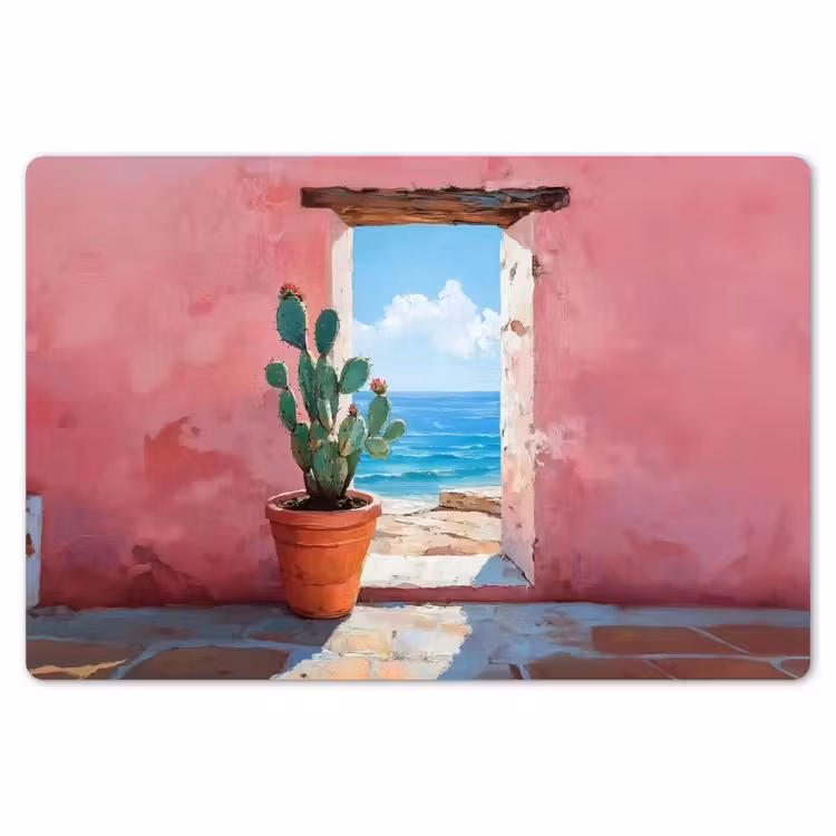 Zee - Roze - Cactus Placemat vinyl groot -zzsfeer1_Kitchenyeah-website