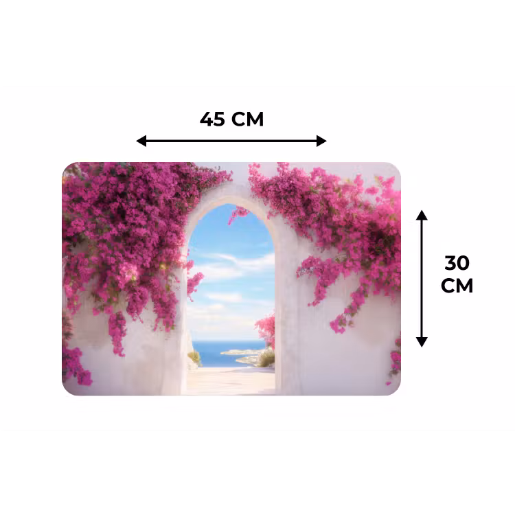 Zee - Roze - Bloemen - Poort Placemat vinyl groot -specs