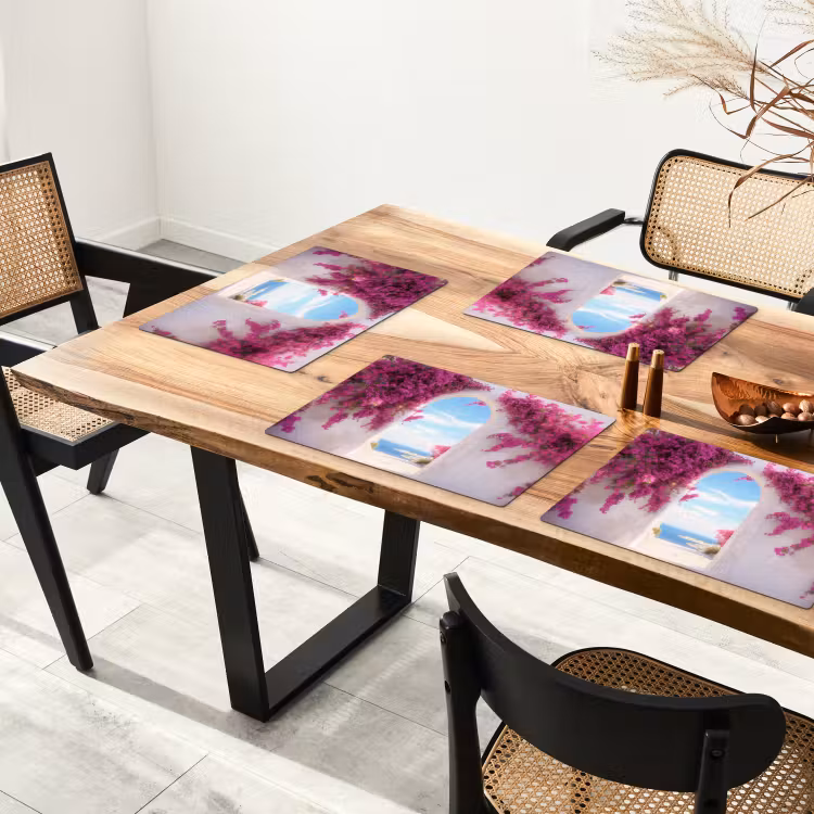 Zee - Roze - Bloemen - Poort Placemat vinyl groot -zzsfeer4_Kitchenyeah-website